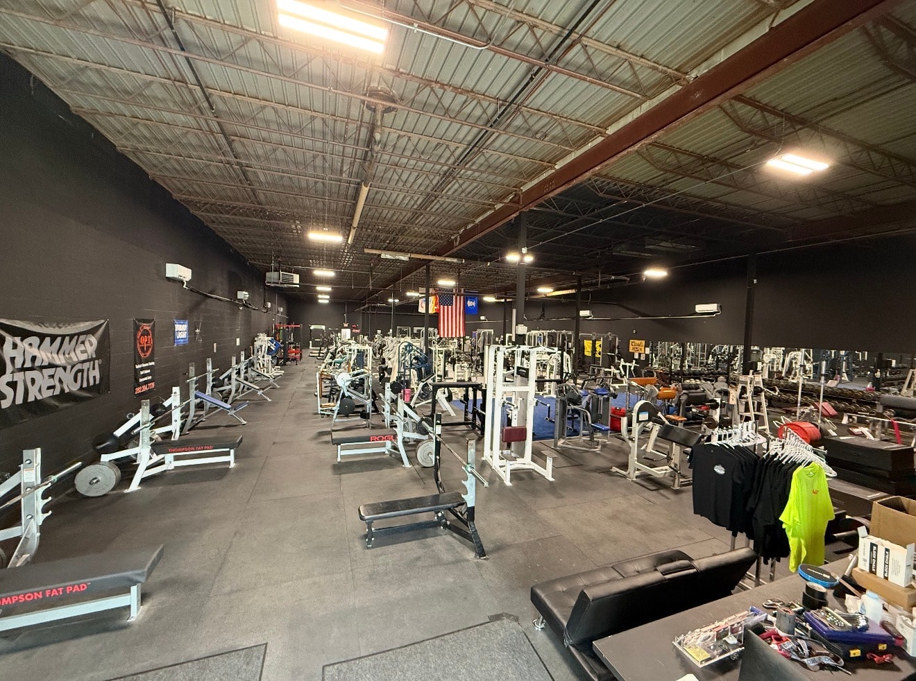 Gym floor overview at Full Tilt Barbell Club